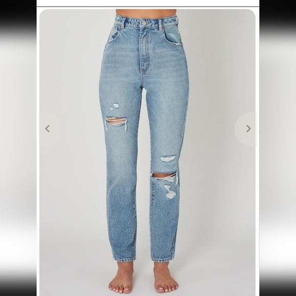 ROLLA'S Denim - ROLLA'S Elle Garage Worn Blue Distressed Straight Leg Jeans Sz 26 High Rise